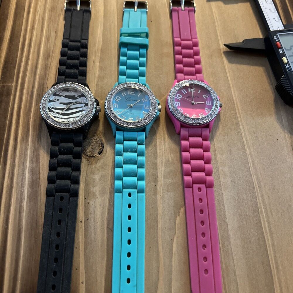 Geneva Ladies Watches New Batteries Working Silicone Bands